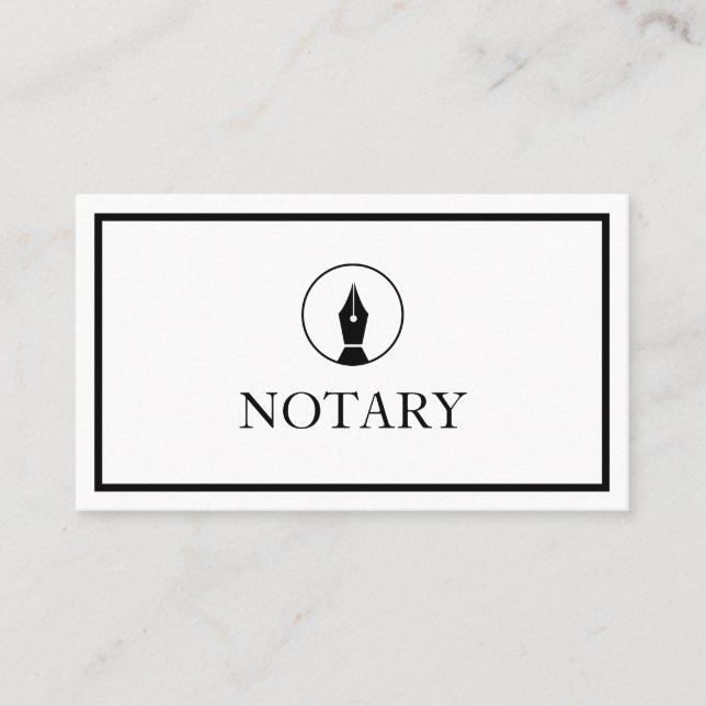 Notary Agent Pen Logo Freelance Calligraphy Writer Business Card (Front)