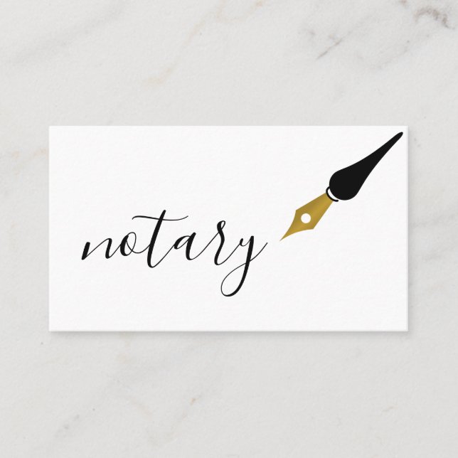 Notary Agent Pen Logo Freelance Calligraphy Writer Business Card (Front)