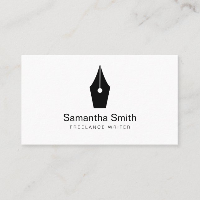 Notary Agent Pen Logo Freelance Calligraphy Writer Business Card (Front)