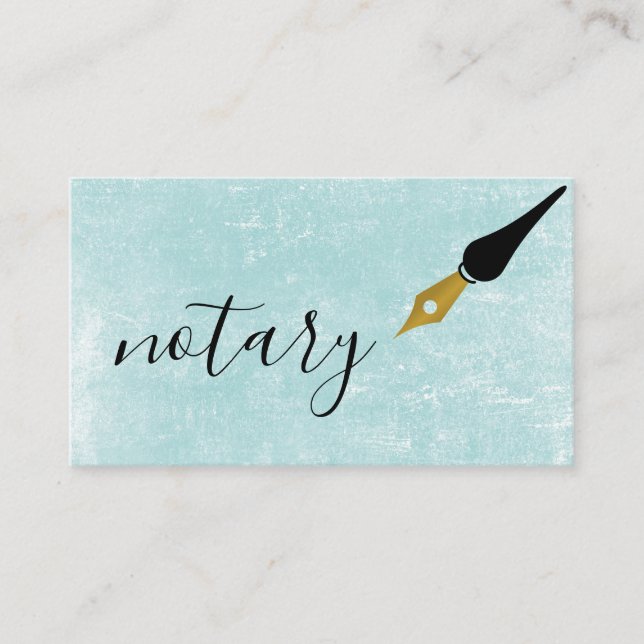 Notary Agent Pen Logo Freelance Calligraphy Writer Business Card (Front)