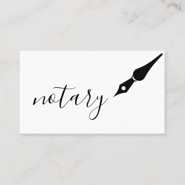 Notary Agent Pen Logo Freelance Calligraphy Writer Business Card (Front)