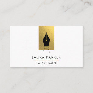 Notary Bank Loan Agent Gold Nib Business Card