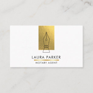 Notary Bank Loan Agent Gold Nib Business Card