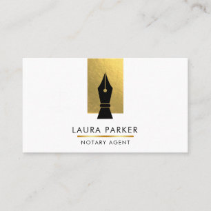 Notary Bank Loan Agent Gold Nib Business Card