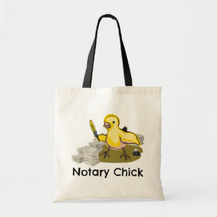 Notary Chick with Feather Quill and Documents Tote Bag