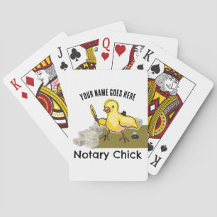 Notary Chick Yellow Feather Quill Customized Name Playing Cards
