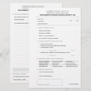 Notary Correctional Identity Verification Sheet Stationery