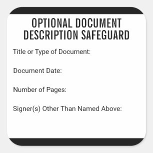 Notary Document Description Safeguard 3x3" Square Sticker