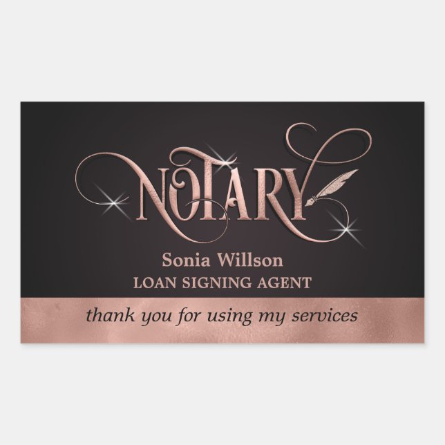 Notary elegant rose gold loan signing Thank You Bu Sticker (Front)