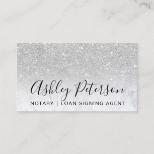Notary elegant typography marble silver glitter business card