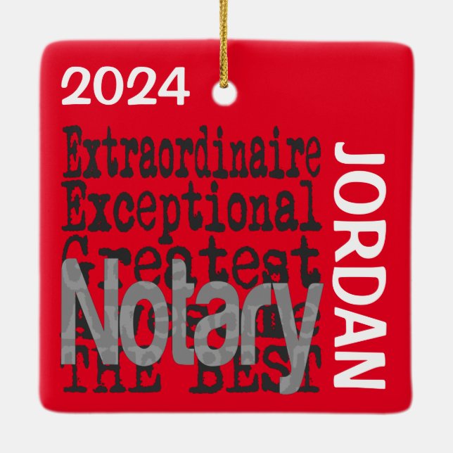 Notary Extraordinaire CUSTOM Ceramic Ornament (Back)