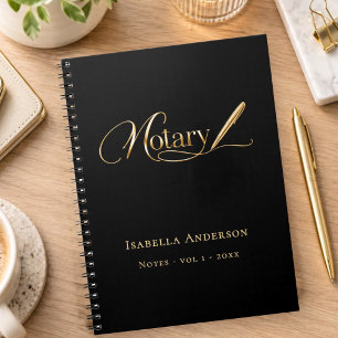 Notary loan signing agent black gold signature notebook