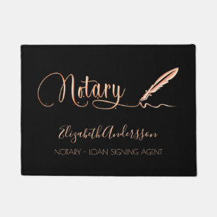 Notary loan signing agent black rose gold doormat