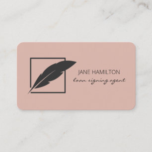 Notary Loan Signing Agent Feather Logo Business Card