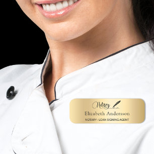 Notary loan signing agent gold script name tag