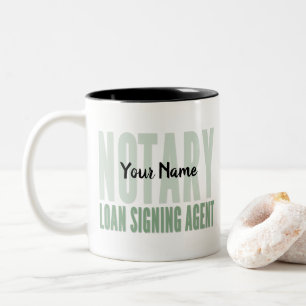 Notary Loan Signing Agent Green Font Customized Two-Tone Coffee Mug