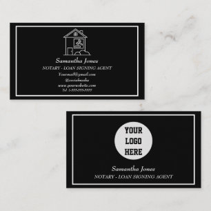 Notary Loan Signing Agent Logo Law Black Business Card