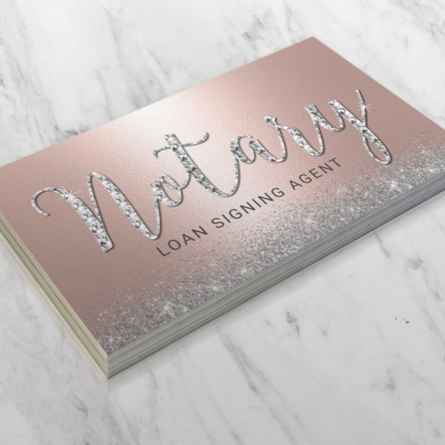 Notary Loan Signing Agent Luxury Rose Gold Business Card (Creator Uploaded)