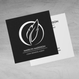Notary Loan Signing Agent Modern Dark Grey Square Business Card