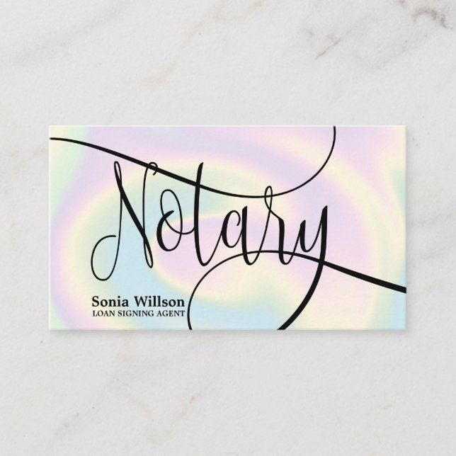 Notary Loan Signing Agent Modern Holographic Foil Business Card (Front)