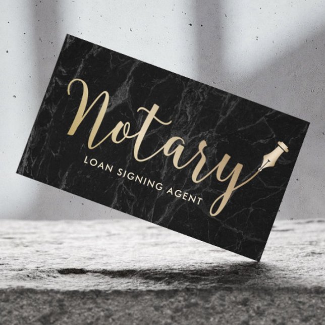 Notary - Loan Signing Agent Modern Marble Business Card (Creator Uploaded)