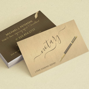 Notary loan signing agent modern typography gold business card