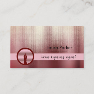 Notary Loan Signing Agent Nib Rose Gold Writer  Business Card