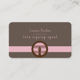 Notary Loan Signing Agent Nib Rose Gold Writer Business Card