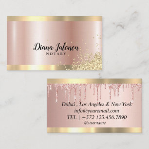 Notary Loan Signing Agent Rose Gold Border Marble Business Card