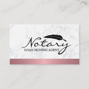Notary Loan Signing Agent Rose Gold Border Marble  Business Card