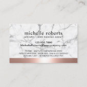 Notary Loan Signing Agent Rose Gold Border Marble Business Card (Back)