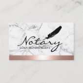 Notary Loan Signing Agent Rose Gold Border Marble Business Card (Front)
