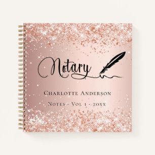 Notary loan signing agent rose gold pen notebook