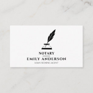 Notary Loan Singing Agent Minimal Black & White Business Card