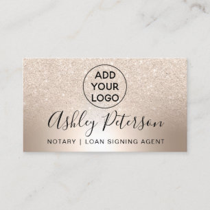Notary logo typography metallic chic gold glitter business card