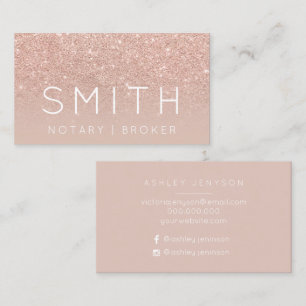 Notary name elegant typography blush rose gold business card