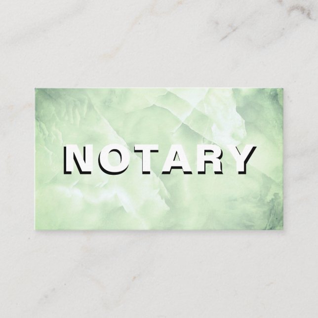 *~* NOTARY PHOTO Green MARBLE Signing Agent Business Card (Front)