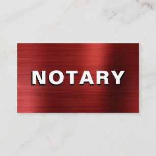 *~* NOTARY PHOTO  METAL RED Signing Agent  Business Card