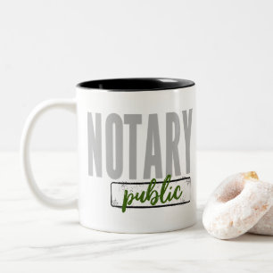 Notary Public Big Font Faded Black with Green Two-Tone Coffee Mug