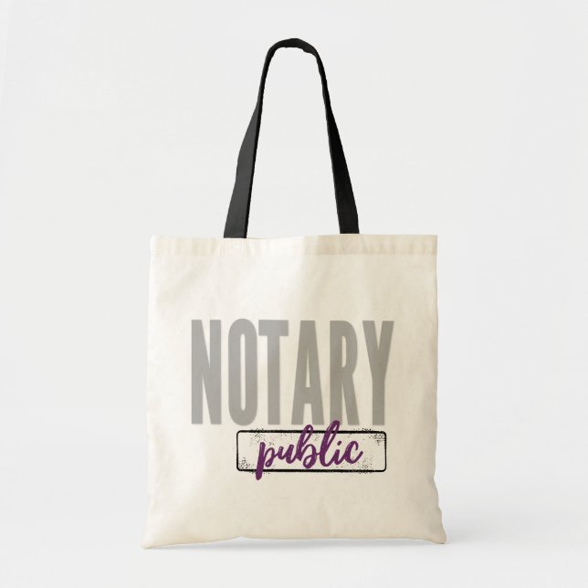 Notary Public Big Font Faded Black with Purple Tote Bag (Front)