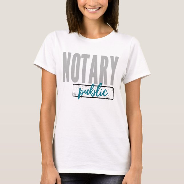 Notary Public Big Font Faded Black with Teal Blue T-Shirt (Front)