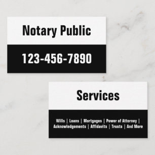 Notary Public Black and White Promotional Template Business Card