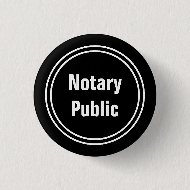 Notary Public Black and White Text Template 1 Inch Round Button (Front)