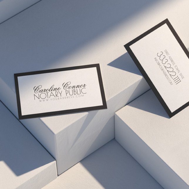 Notary Public Black Border White Modern Card (Perfect for business)