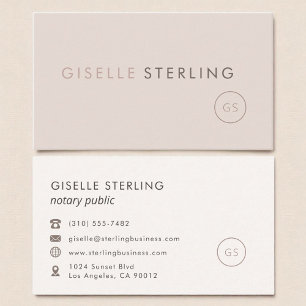 Notary Public Blush Pink Minimalist Luxury  Business Card