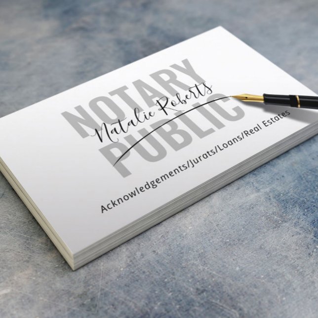 Notary Public Bold Text Typography Signature Business Card (Creator Uploaded)