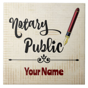 Notary Public Burgundy Ink Pen Customized Name Tile