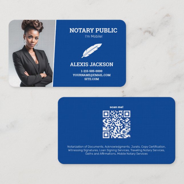 Notary Public Custom QR Photo Calling Card (Front/Back)