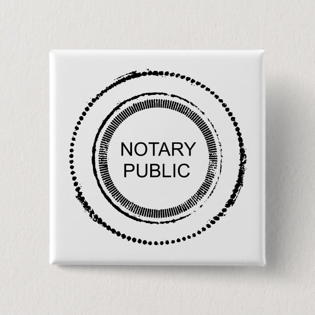 Notary Public Distressed Round Seal 2 Inch Square Button (Front)