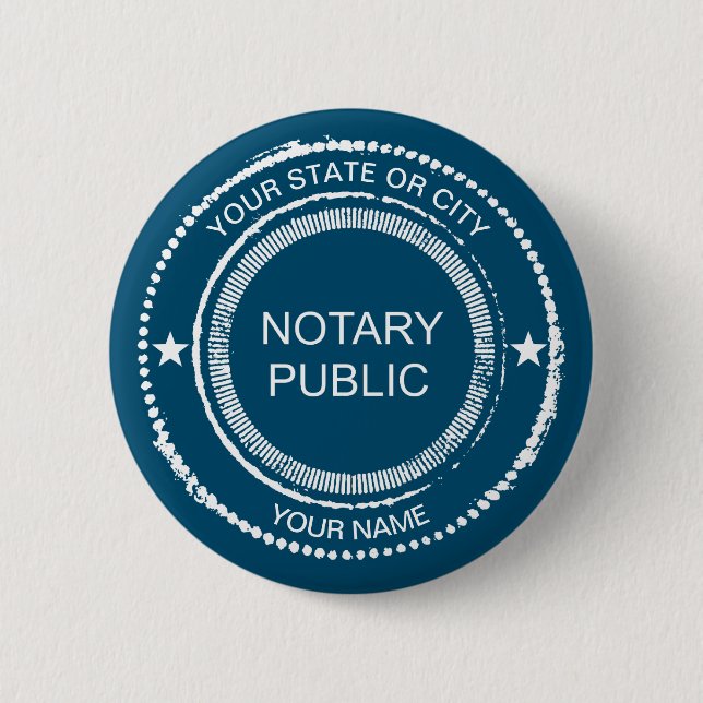 Notary Public Distressed Seal City Name Customized 2 Inch Round Button (Front)